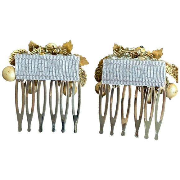 Bridal Hair Comb Vintage Gold Leaf Bronze Vintage Haskell Wedding Hairpiece - Picture 6 of 7